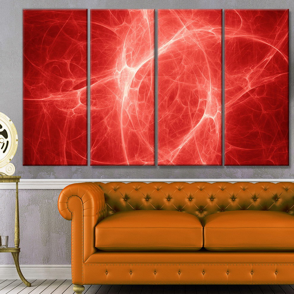 Bright Lightning on Red Sky, Floral Canvas Art Print, 48"x28", 4 Panels