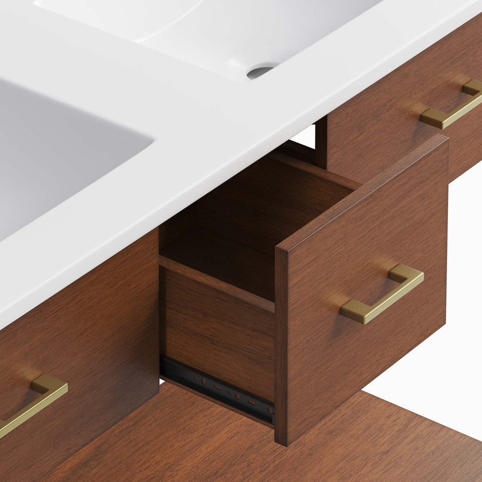 Zaire 48" Double Sink Bathroom Vanity - Walnut White