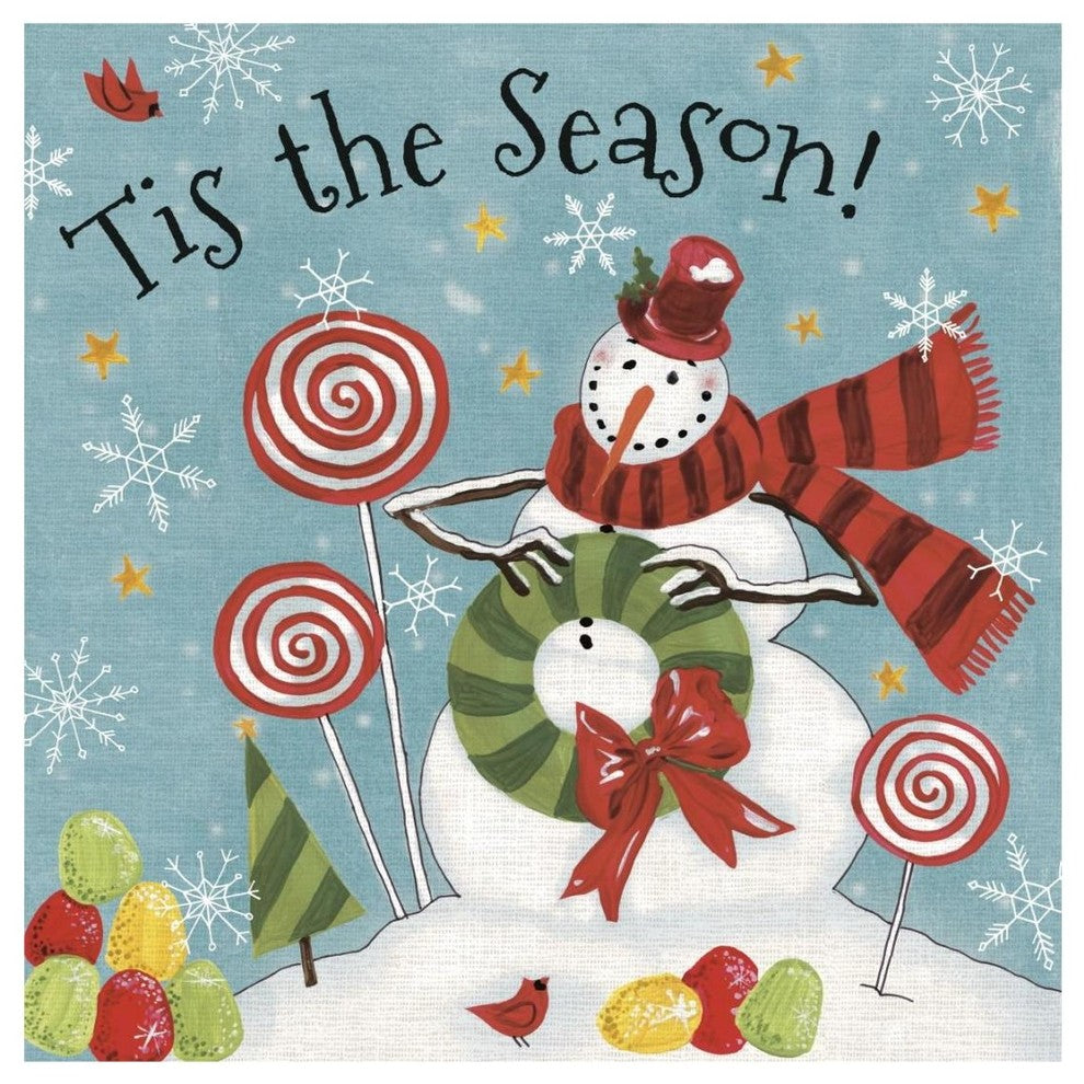 "Sweet Snowmen III Blue" Digital Paper Print by Anne Tavoletti, 20"x20"