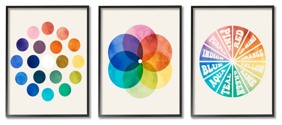 Primary Color Tones Blended Hue Chart Wheel Diagram, 3pc, each 16 x 20