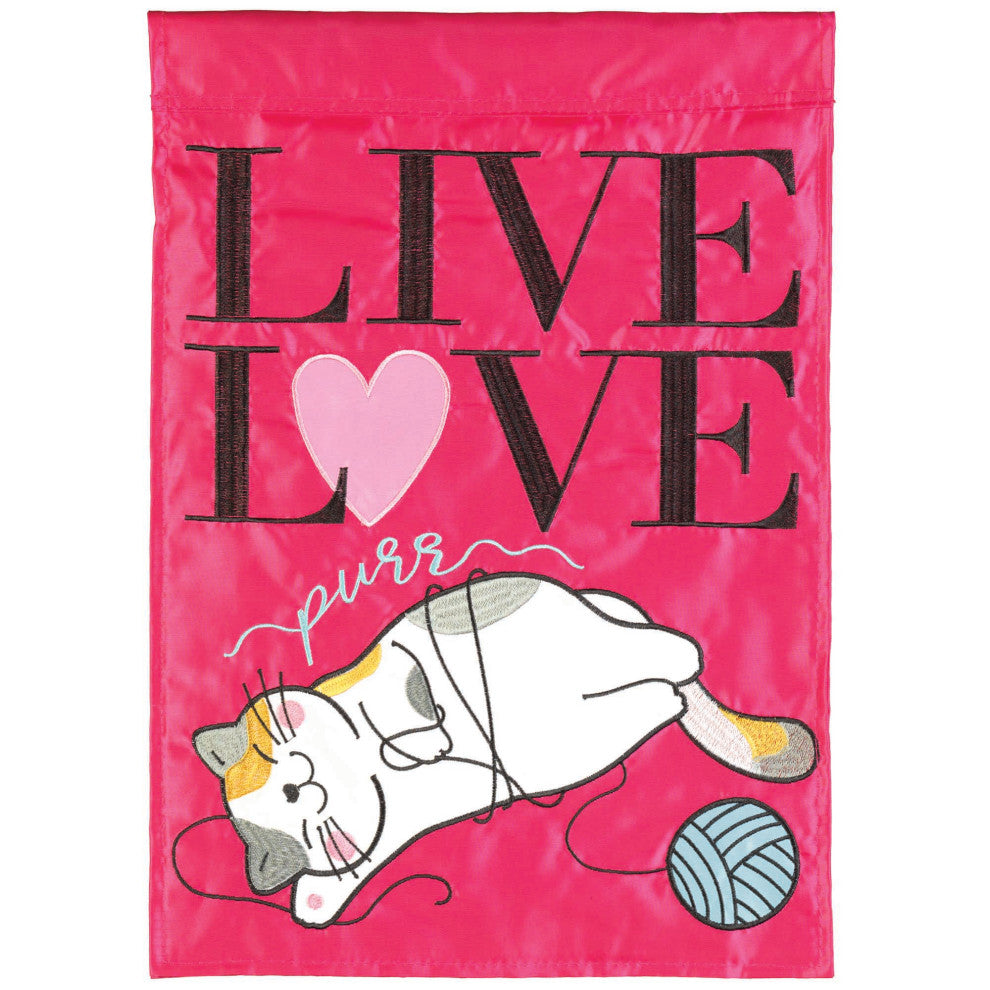 Flag Live Love Purr Polyester 13x18