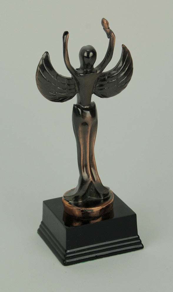 Polished Bronze Finish Abstract Angel Holding Torch Light Statue