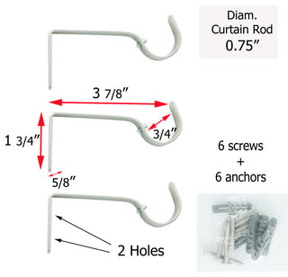 Extendable Curtain Rod Set 50 to 82 L -Diam