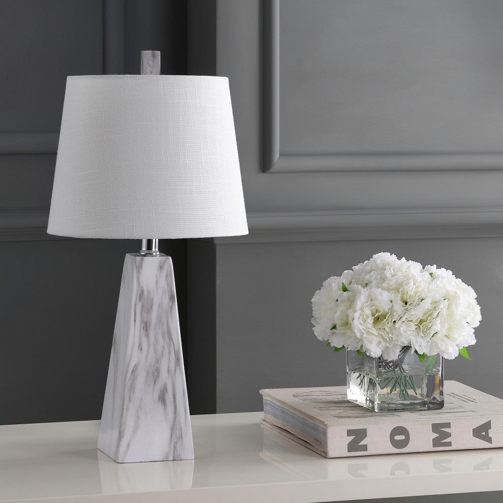 Owen 20.5" Resin LED Table Lamp, White Marble