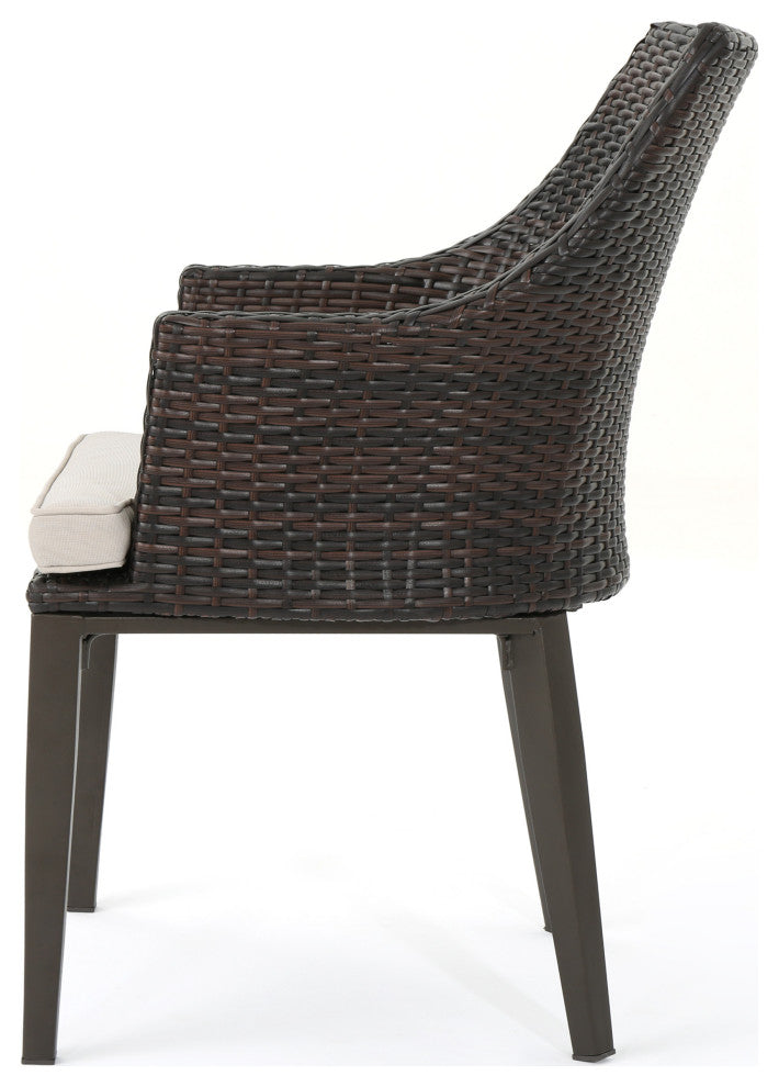 GDF Studio 3-Piece Hennry Outdoor Wicker Round Bistro Set With Cushions