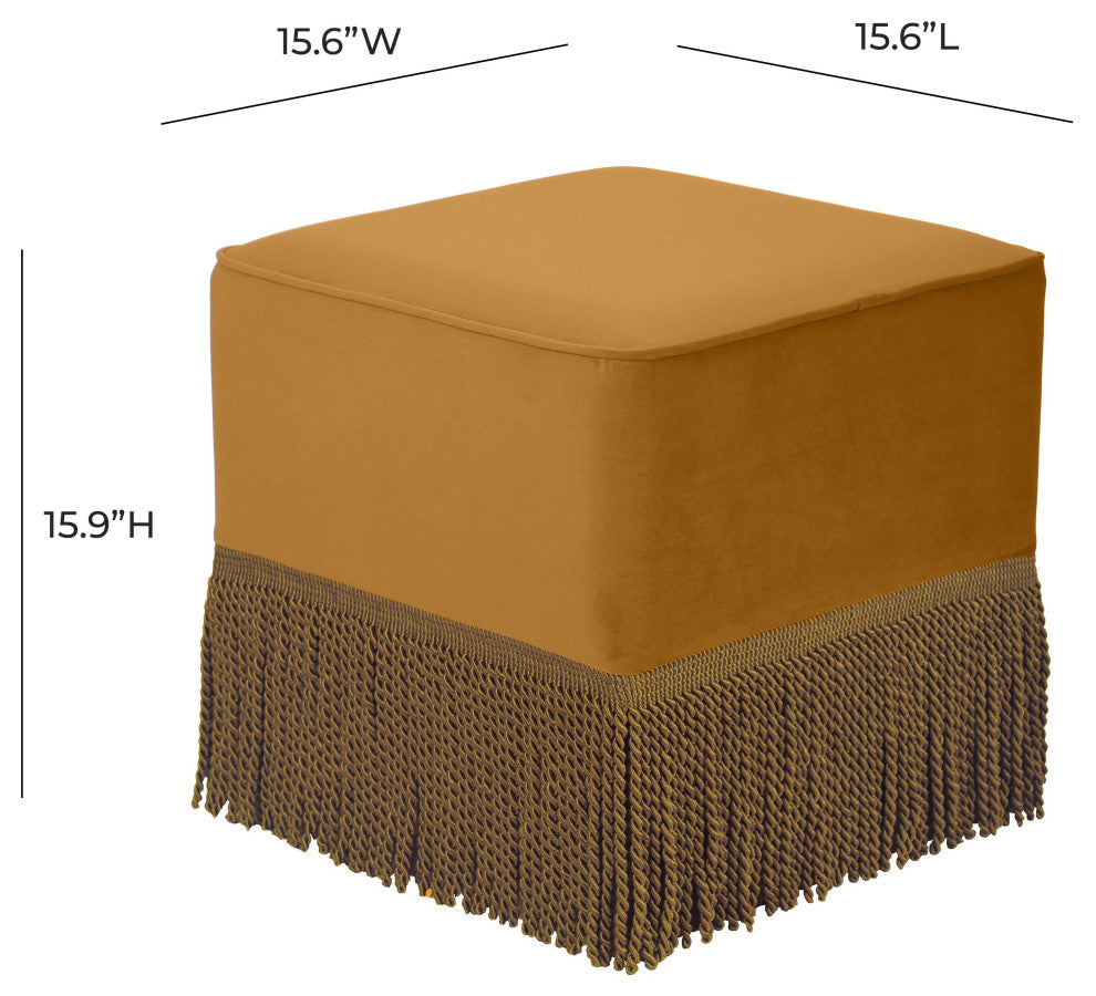 Fenn Turmeric Yellow Velvet Ottoman
