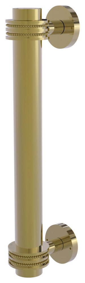 8" Door Pull With Dotted Accents, Unlacquered Brass