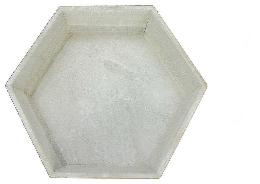 11.8" Gray Wash Hexagon Wood Crate, Set of 3