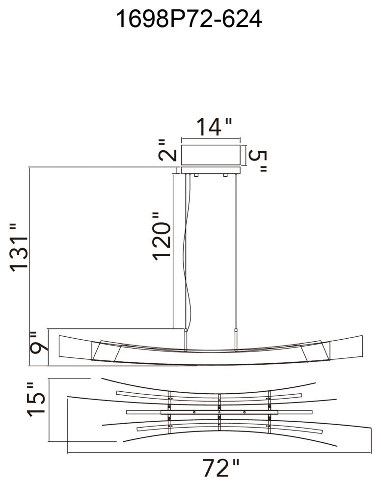 Candora Integrated LED Chandelier, Brass, 72 Inches