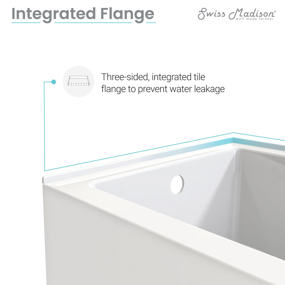 Voltaire 48"x32" Acrylic White, Alcove, Left Hand Drain, Apron Bathtub