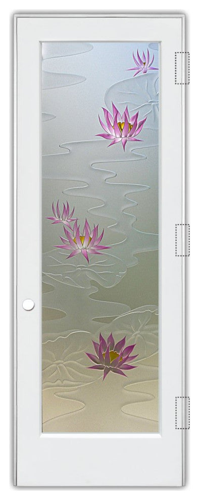 Interior Prehung Door or Interior Slab Door - Lily Pads & Lotus - Primed -...
