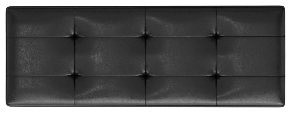 Shay Mid Century Rectangular Storage Ottoman, Distressed Black