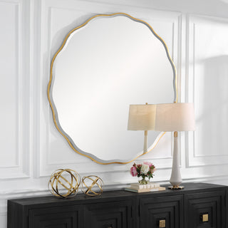 Uttermost 09943 Aneta 60" Diameter Circular Beveled Accent Mirror - Gold