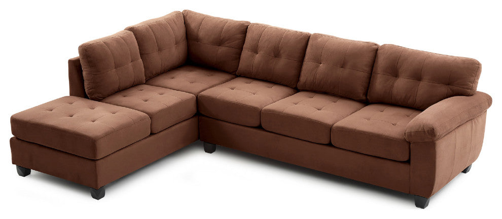 Gallant 111" W 2 Piece Microfiber L Shape Sectional Sofa, Chocolate