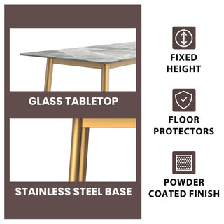 Zayle Dining Table with Rectangular Tabletop in Steel, Light Grey, 71" Wide