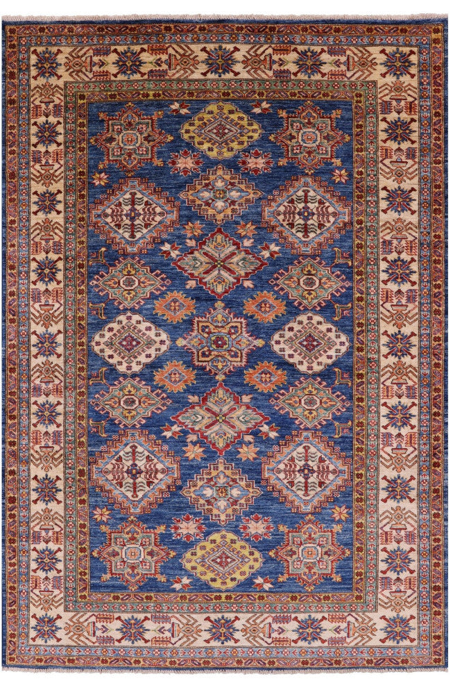 Handmade Super Kazak Geometric Wool Rug 5' 6" X 8' 0" Q10920