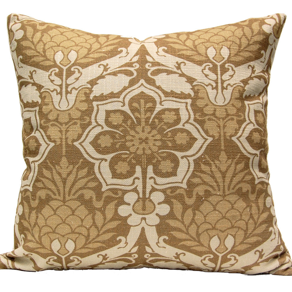 Pineapple Damask Pillow, Gold
