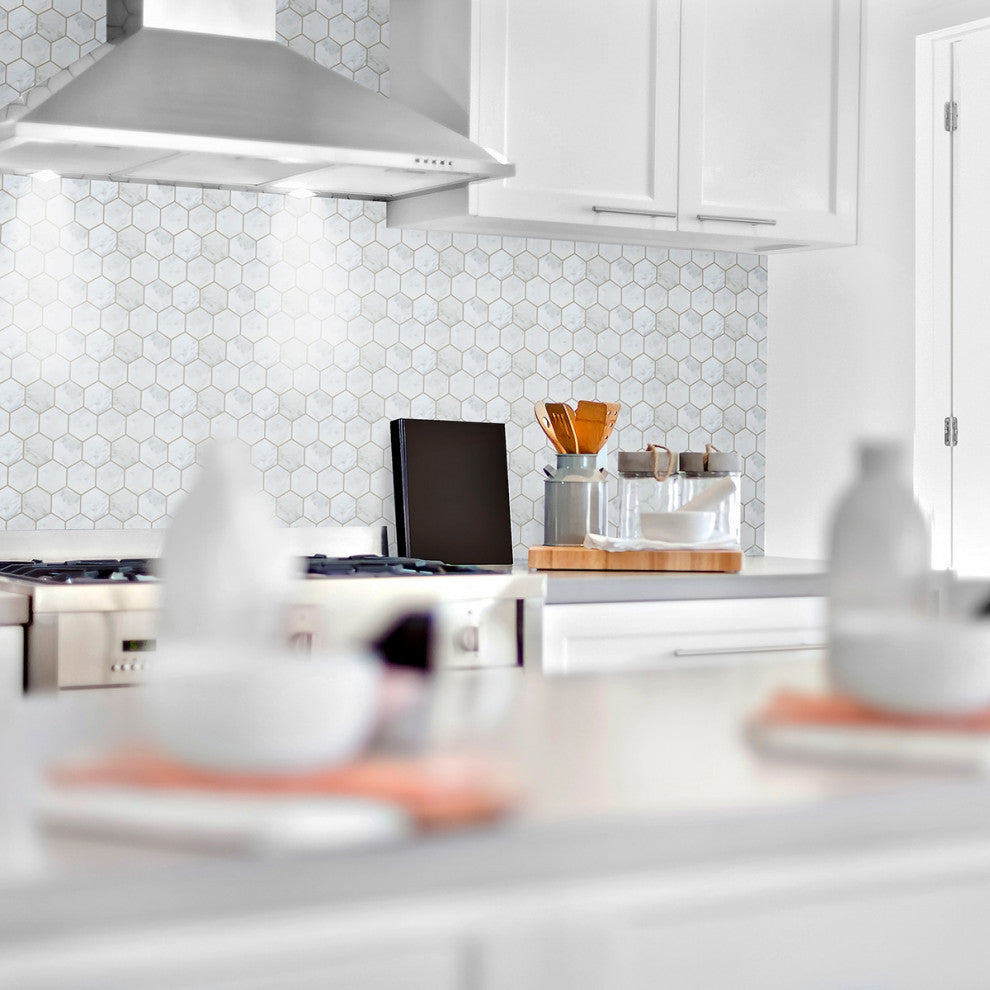 Calacatta Polished 3" Hexagon Marble Mosaic