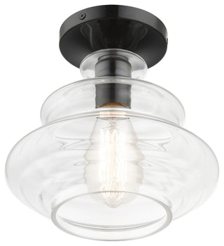 1 Light Shiny Black Semi-Flush, Chrome Finish Accents