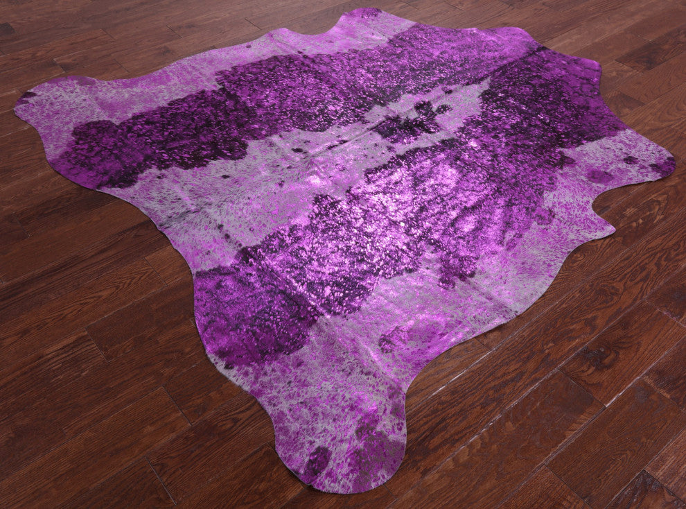 Pink Metallic Cowhide Rug 6' 0" X 6' 2" C2092