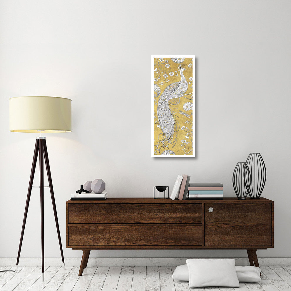 "Color my World Ornate Peacock II Gold" Print by Daphne Brissonnet, 18"x42"