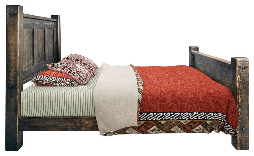 Big Sky Collection Rugged Sawn Panel Bed, Twin, Jacobean Stain