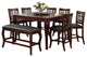 Wooden Counter Height Table with Lazy Susan, Cherry Brown