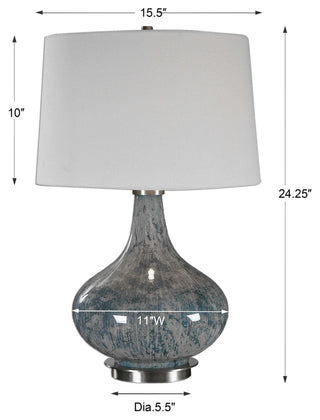 Mottled Blue Gray Glass Gourd Table Lamp, -Light Elegant