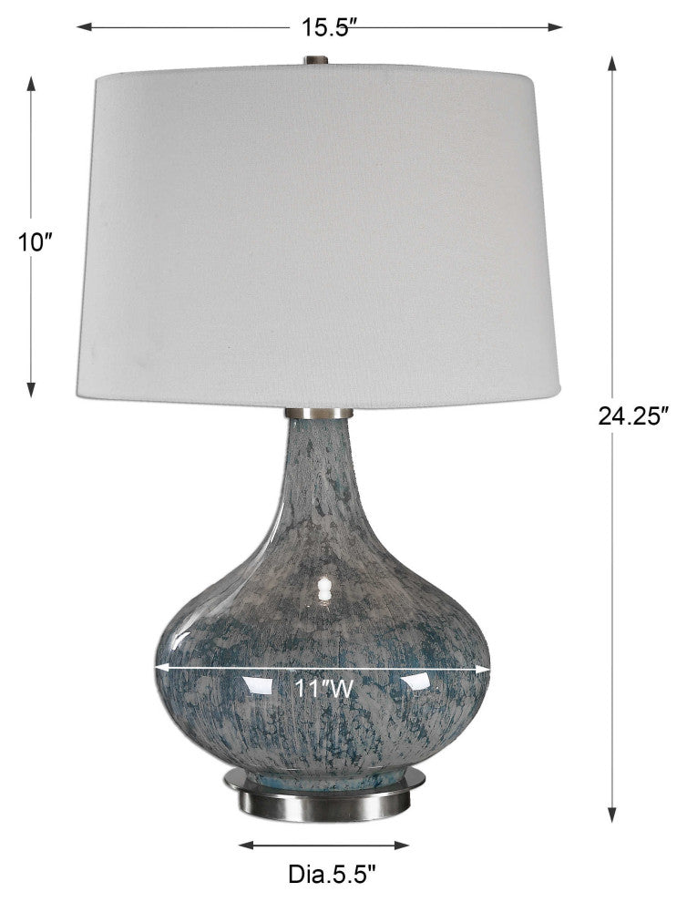 Mottled Blue Gray Glass Gourd Table Lamp, -Light Elegant