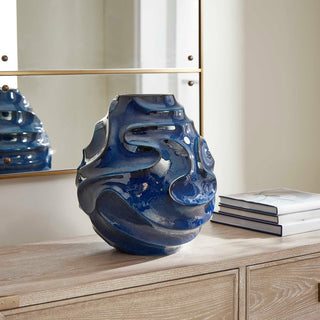 Uttermost Helix Swirl Blue Outdoor Vase