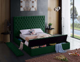 Bliss Velvet Upholstered  Bed, Green, King