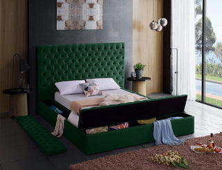 Bliss Velvet Upholstered  Bed, Green, King