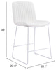 Counter Stool Chair, Set of 2, Faux Vinyl Leather, Steel, White, Cafe Bistro