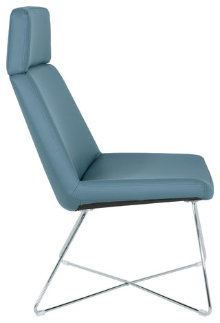 Geena Guest Chair, Dillon Blue With Chrome Sled Base