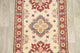 Pakistani Traditional Kazak Wool Hand Made Oriental Runner Rug, Beige, 6'7"X2'9"