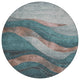 Machine Washable Indoor/Outdoor Chantille ACN1892 Teal 8' x 8' Round Rug