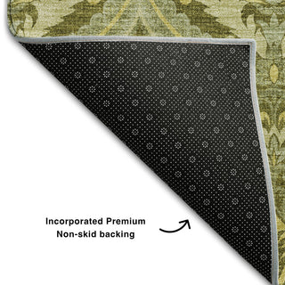 Premium Machine Washable Mayfield AMF572 Green 2'3" x 7'6" Runner Rug