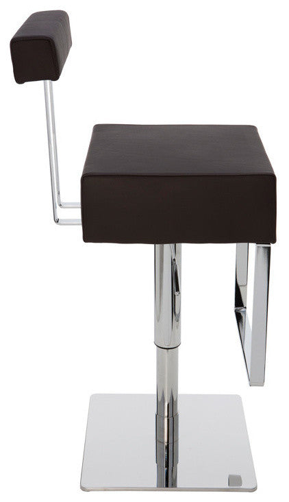 Aria Adjustable Leather Barstool, Brown