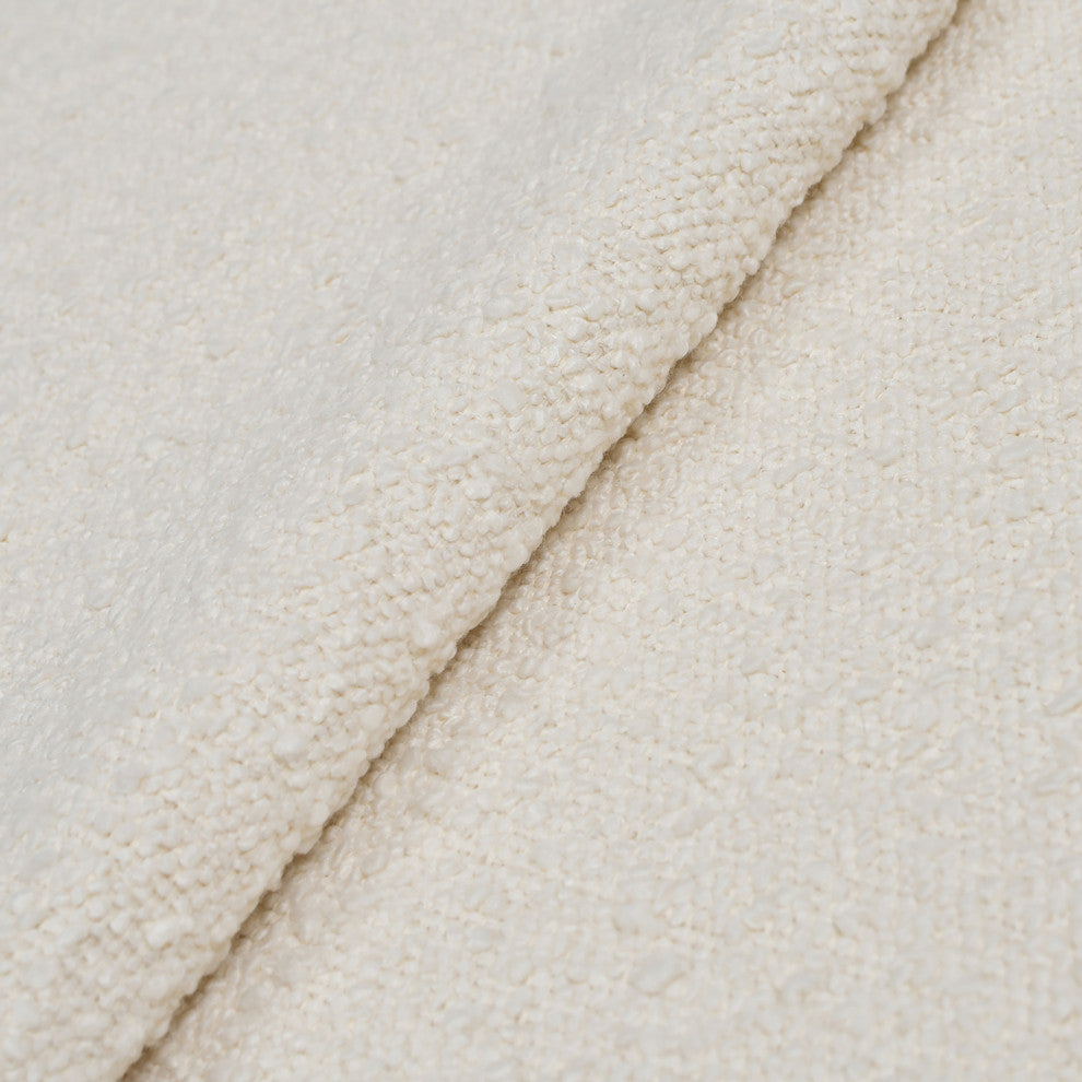 Alpine Sherpa Modern Platform Bed, Ivory White Boucle, King