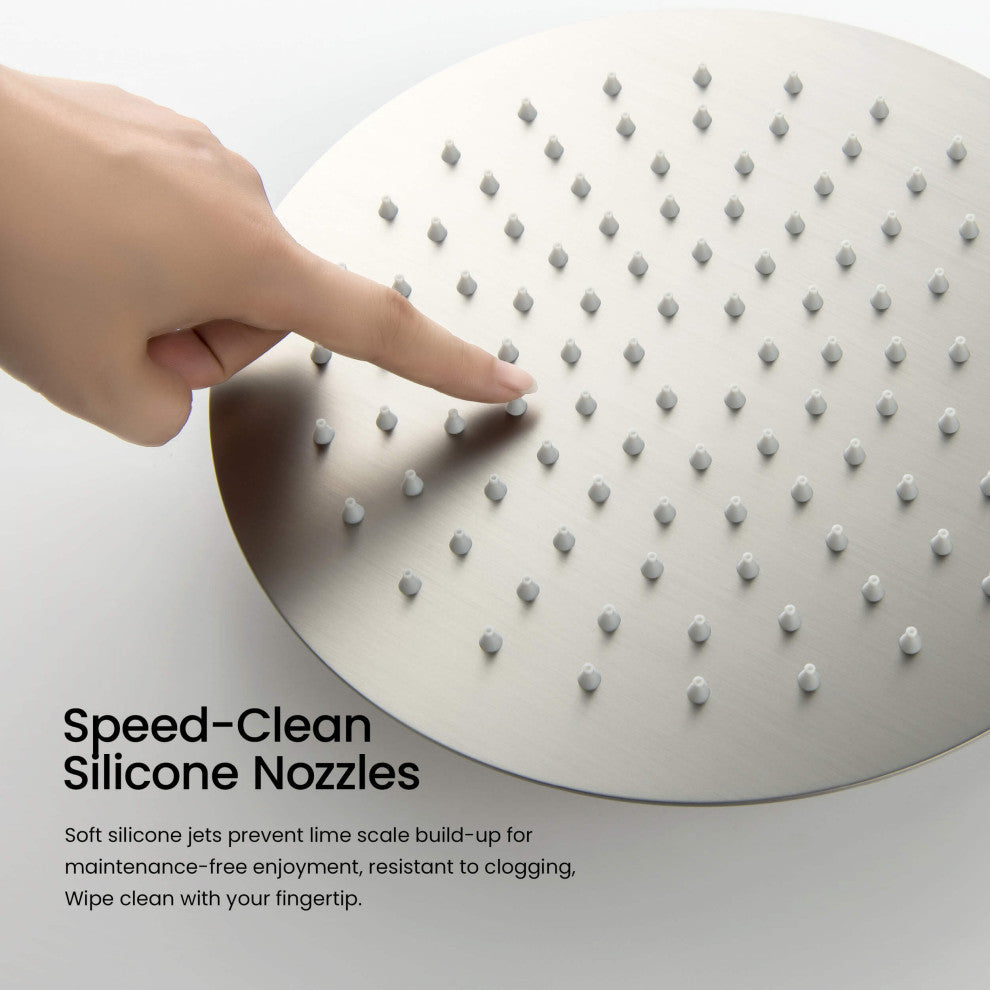 Circular Single Function Shower System, Rough, Valve, Brushed Nickel