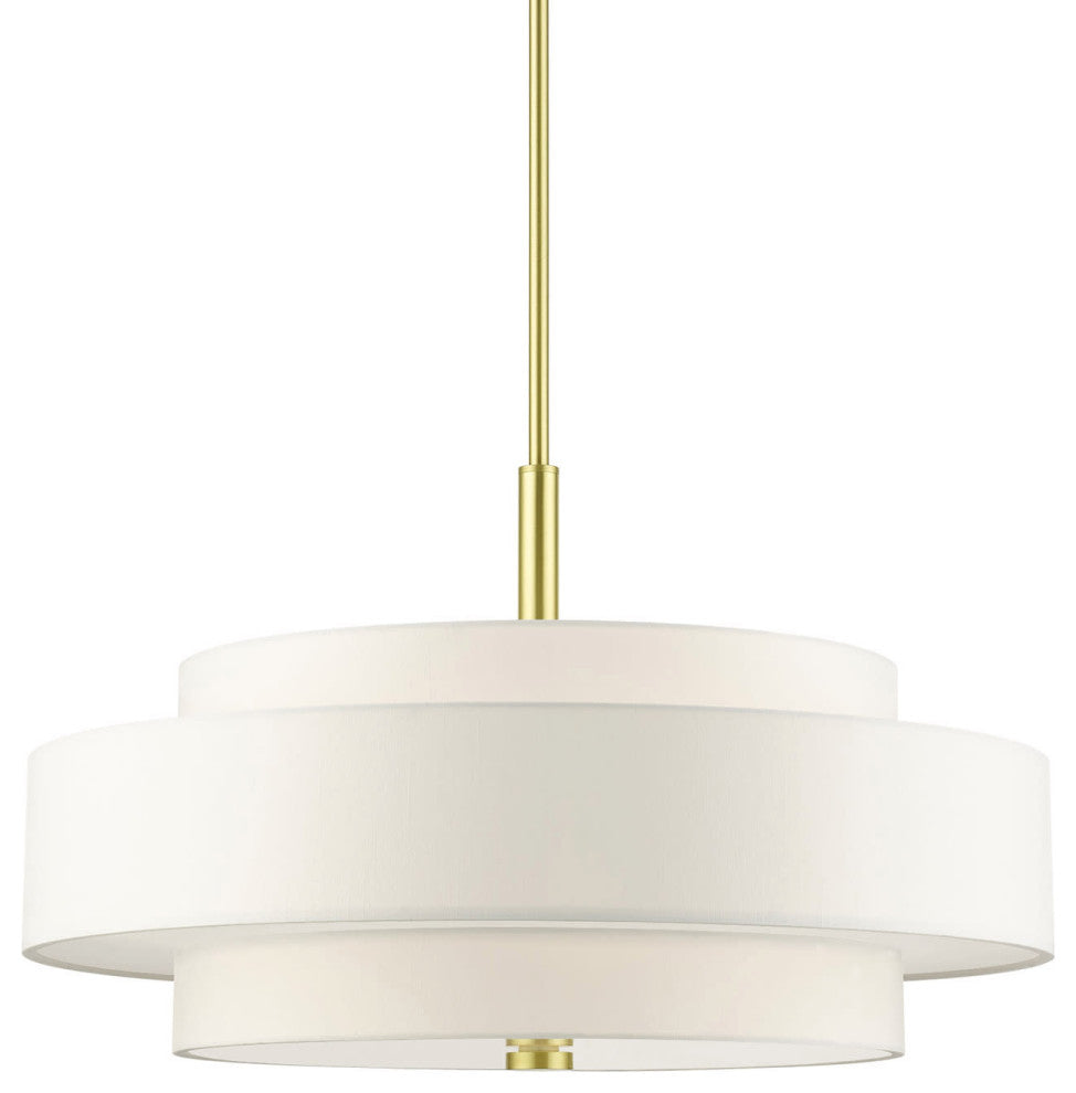 Livex Lighting 50875 Meridian 5 Light 24"W Drum Chandelier - Satin Brass