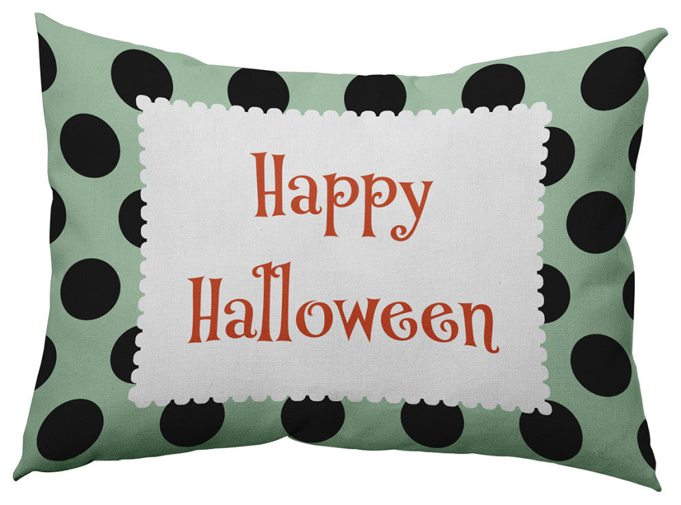 Happy Halloween Dots Accent Pillow, Mint Green, 14"x20"