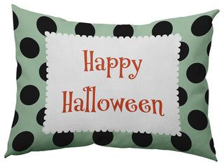 Happy Halloween Dots Accent Pillow, Mint Green, 14"x20"