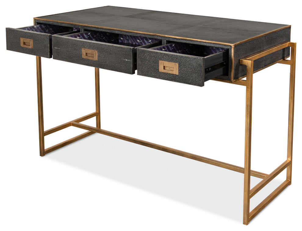 Modern Shagreen Leather Desk