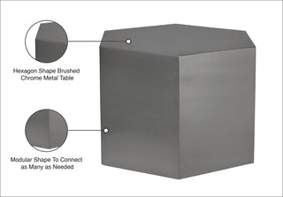 Hexagon Durable Iron Modular Coffee Table, Brushed Chrome