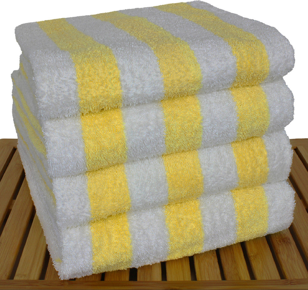 Towel 100% Cotton Pool Beach Towels, Cabana, Yellow, Set of 4