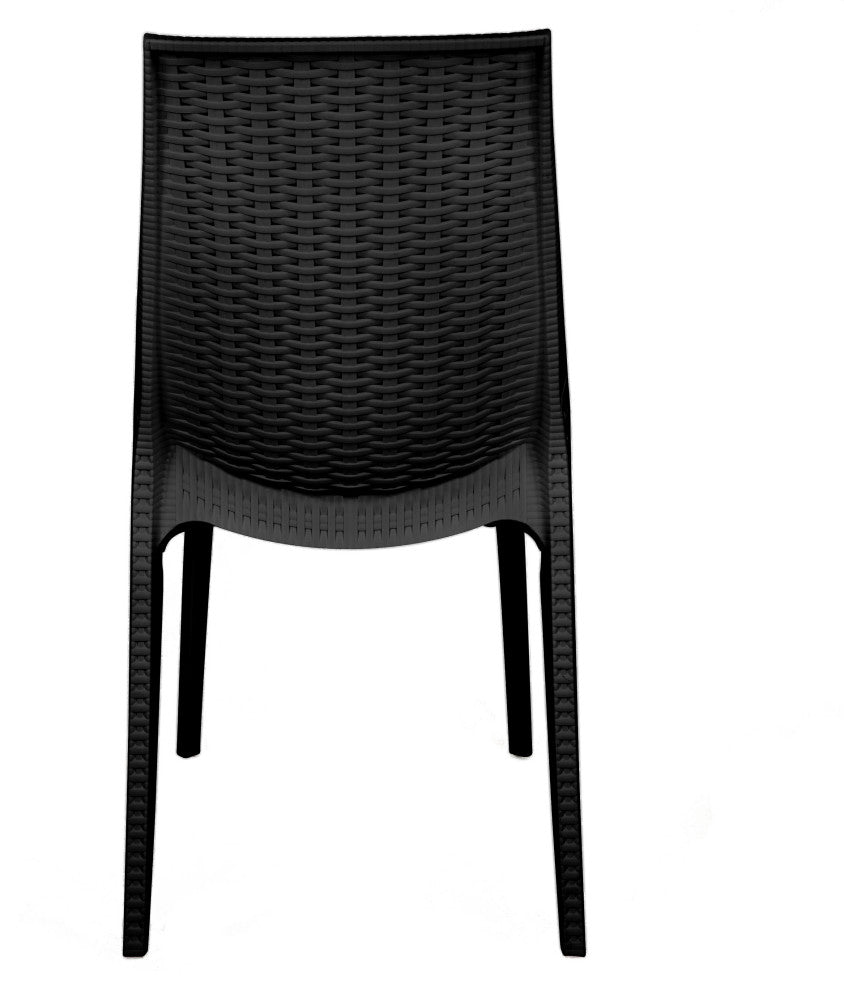 LeisureMod Kent Weave Design 5-Piece Outdoor Patio Dining Set, Black
