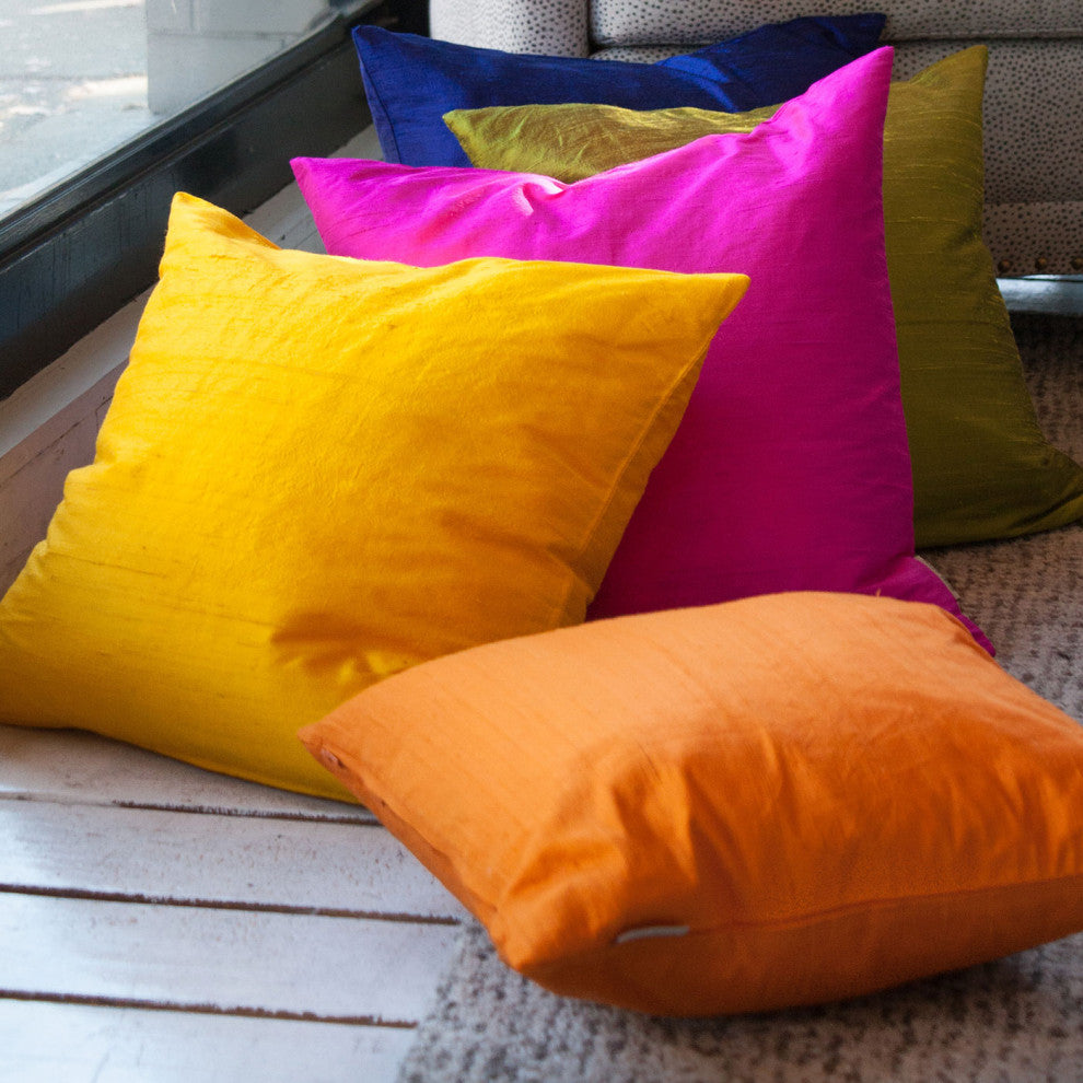 Pillow Decor Sankara Silk Throw Pillows 20"x20", Marine Blue