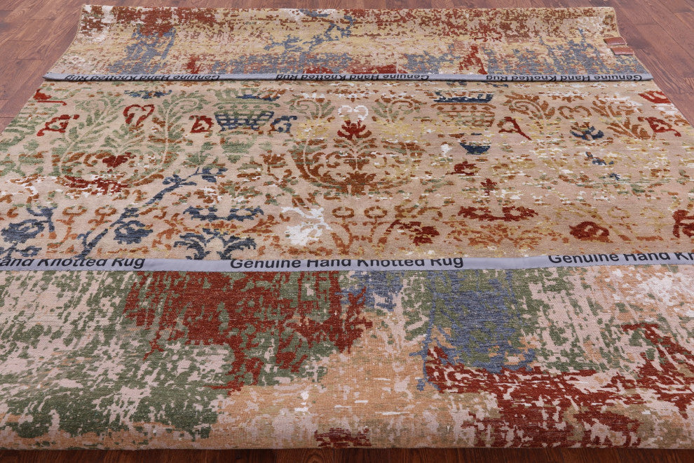 8' 11" X 11' 11" Persian Hand-Knotted Wool and Silk Rug Q6345