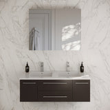 48" Espresso Wall Hung Double Undermount Sink Bathroom Vanity, Medicine Cabinet